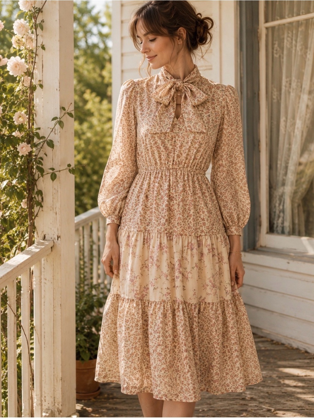 Vintage 70s Carla Gay Prairie Dress Floral Cottagecore Gunne Sax Style Midi